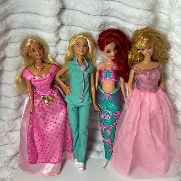 Bundle of 4 Mattel Dolls Barbies 2 marked Mattel Inc 1966 one 2015 - Picture 1 of 8